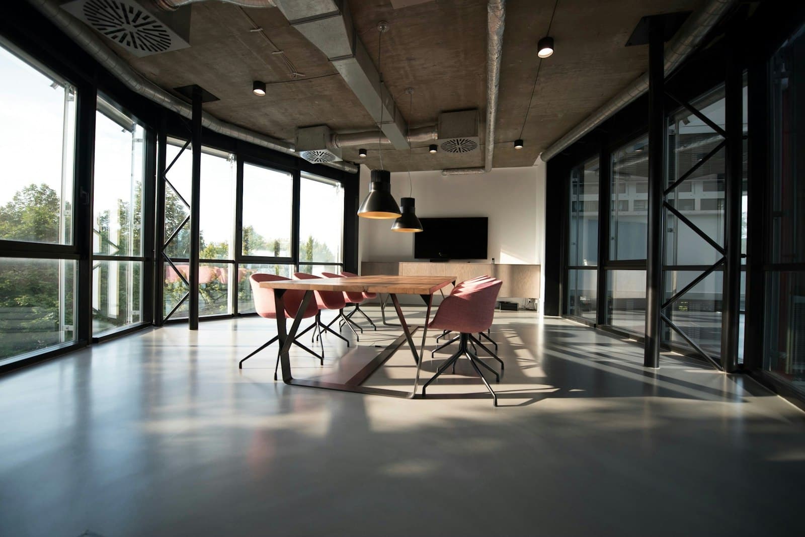 Bright modern office meeting space